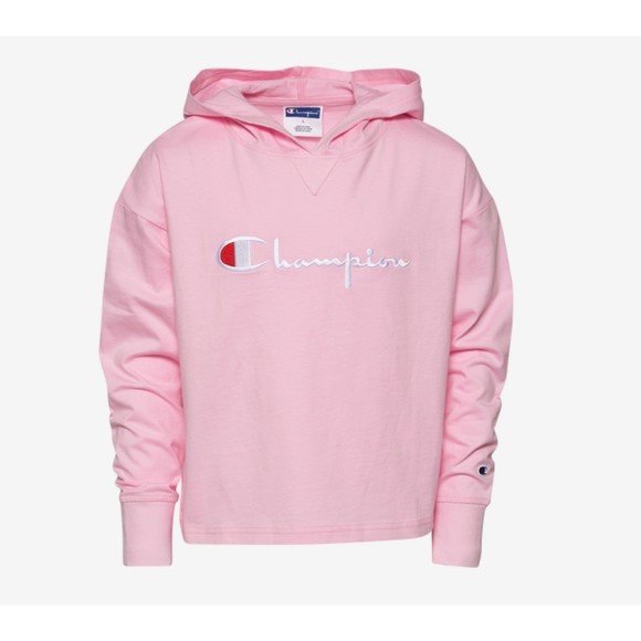 Champion HERITAGE girls pink Long sleeve embroidered cotton Pullover hoodie Sz L - Picture 1 of 11